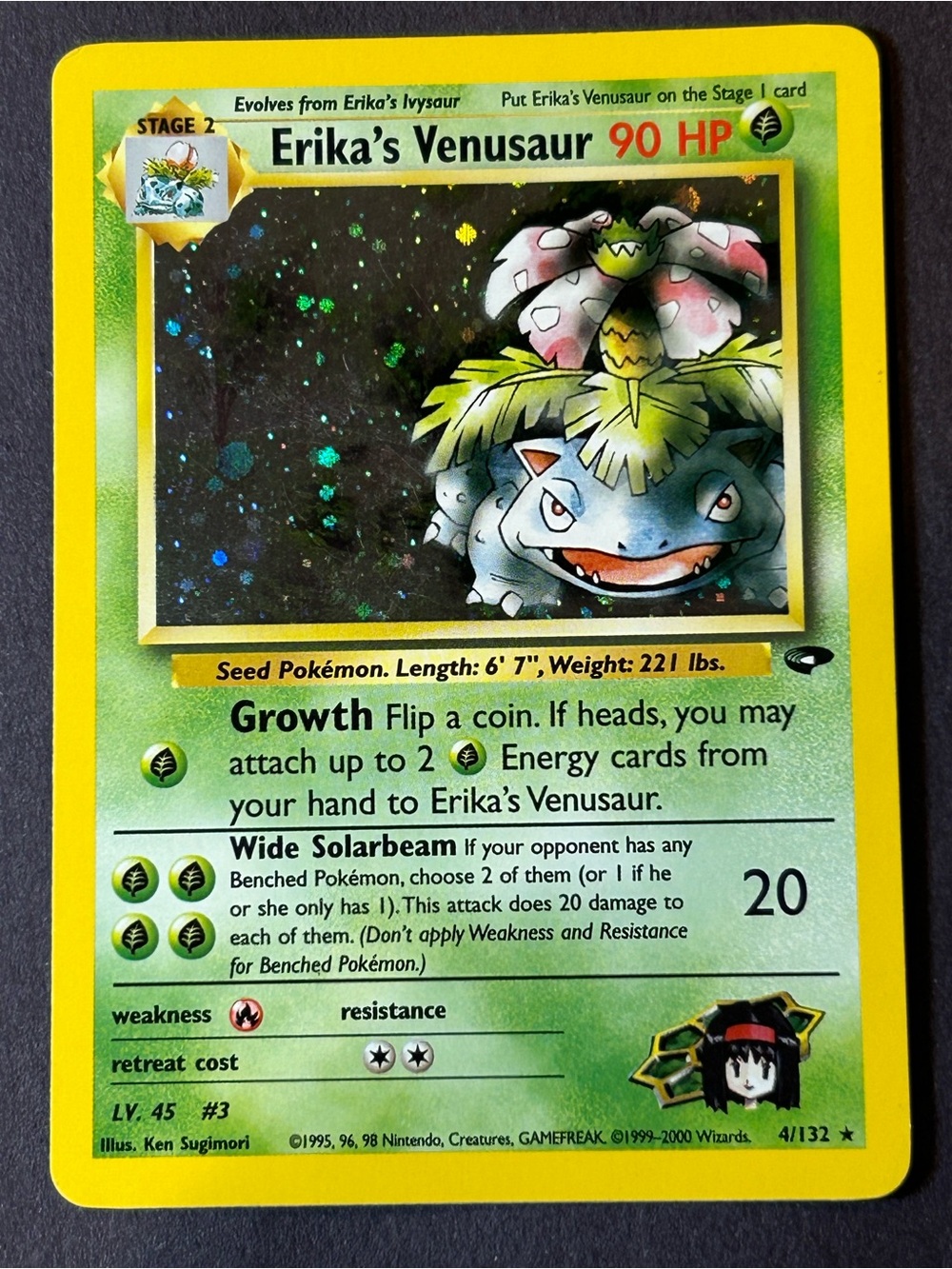 Erika's Venusaur Card - holo 4/132 lightly played, ungraded
